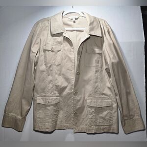 XL Croft&Barrow Tan Lightweight Button Up Long Sleeve Jacket Casual Spring CHIC